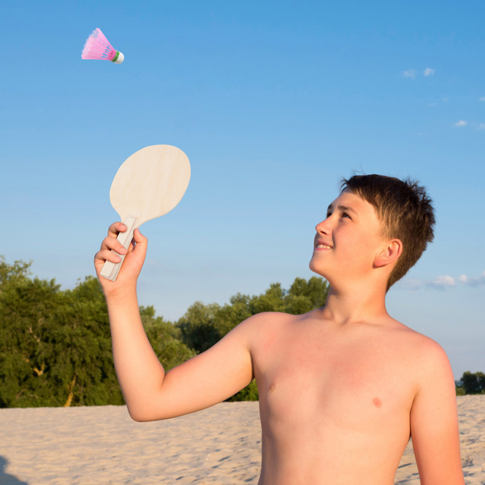 Table Tennis Multiplayer - 4Pcs Wooden Beach Ball Paddles Set